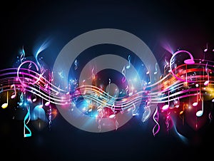 Abstract background with glowing music notes design
