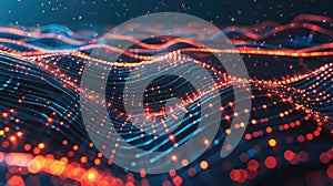 Abstract background of glowing particle wave