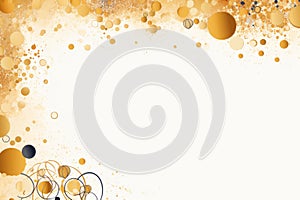 abstract background with gold and black circles on a white background