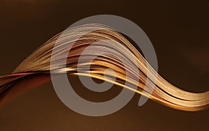 Abstract background. Gold bronze wave on brown