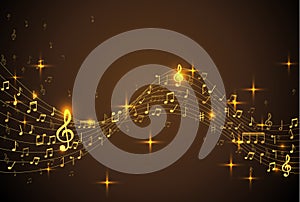 Abstract Background with gold color Music notes