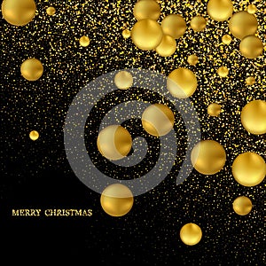 Abstract background with gold glass balls as vector speech bubble