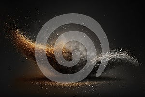 Abstract background with gold and silver particle. Generative AI