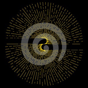 abstract background with golden color lines over black.