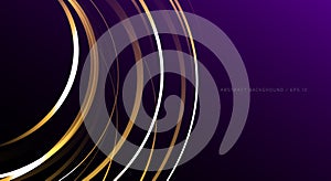 Abstract background with golden gradient stripes, random dynamic stylized graphic wallpaper on purple, graphic design element photo
