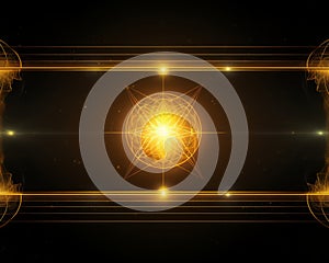 abstract background with golden lines and a golden star on a black background