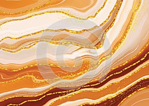 Abstract background with a golden liquid marble design