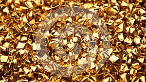 Abstract background of golden nuggets spinning