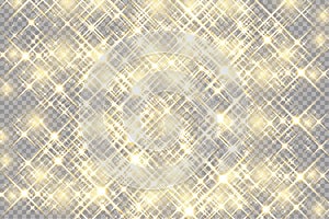 Abstract background. Golden rays of light with luminous magical dust. Glow in the dark. Flying particles of light
