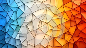 Abstract Blue White Orange Geometric Triangles Background