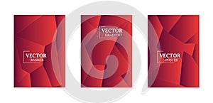 Abstract background with gradient texture, geometric pattern with polygon. Red gradient.