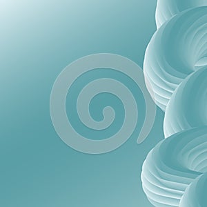 Abstract background with gradient twisted line and spiral shape. Green 3D effect fluid flow wave. Vector illustration.