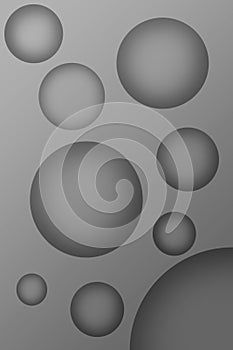 Abstract Background of Gray 3D Various Sized Spheres