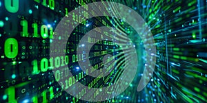 Abstract background of green binary code streaming in a digital environment