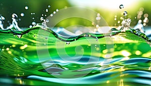 Abstract background Green eco wave, clean water and nature concept,