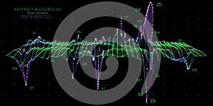 Abstract  background with grid color with data on black. Big data. Technology 3d concept. Visual presentation analysis of graph