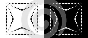 Abstract background with halftone square. Art design logo or icon. A black figure on a white background and an equally white