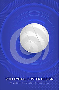 Abstract background with halftone texture, circles and volleyball ball