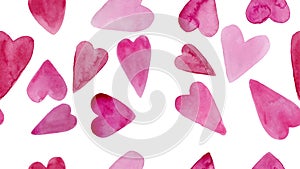 Abstract background with hand drawn watercolor hearts.