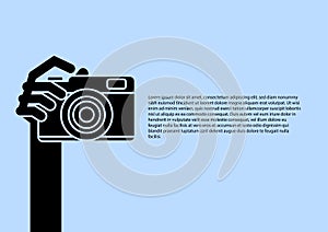 Abstract background for Hand Holding Photo Camera Photography. Vector Illustration