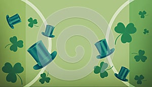 Abstract Background. Happy St. Patrick`s Day. Green Hat and design for banner, promotion, Colorful Flowers, Tulips, Greeting Card