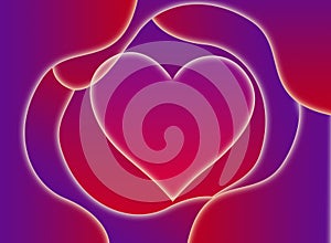 Abstract background with a heart symbol. Love sign/ Red and purple.