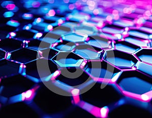 Abstract background of hexagons. 3d rendering, 3d illustration. Abstract Hexagonal Pattern
