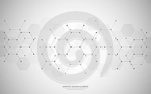 Abstract background of hexagons pattern and chemical engineering, genetic research, molecular structure. Vector