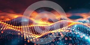 Abstract background image of digital waves made of dots