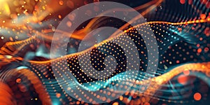 Abstract background image of digital waves made of dots