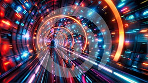 abstract background image of a futuristic glowing tunnel