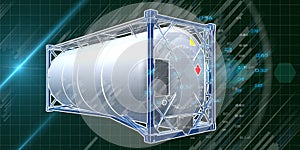 Abstract background industrial comcept. Tank container data analytics. Big data iso construction.  Visualization business analyze