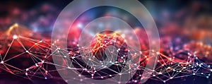 Abstract background with interconnected network nodes and data streams, symbolizing connectivity panorama