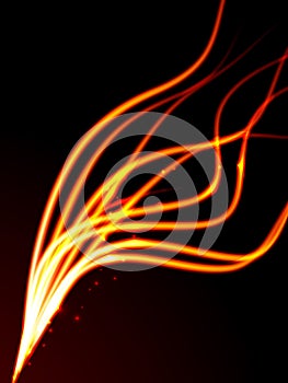 Abstract background with intersecting curved lines of fire.