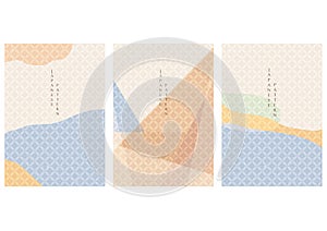 Abstract background with Japanese pattern vector. Geometric template with curve elements.