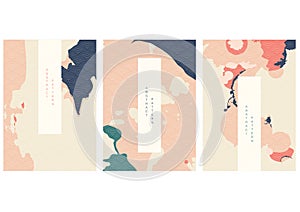 Abstract background with Japanese wave pattern vector. Oil painting and marble template in vintage style.