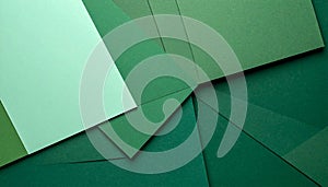 Abstract background of layered green paper in various shades