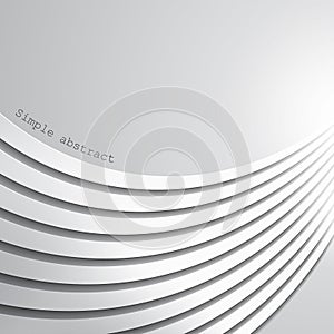 Abstract background of layers of curved paper lines in perspective over light background