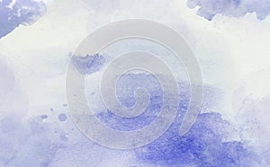 Abstract background light blue, violet. Watercolor painting on canvas with soft purple gradient. Brush stroke texture background f