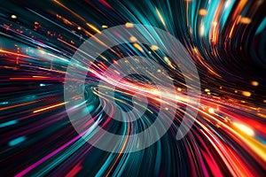 Abstract background light trail scurve distortionper by generative ai