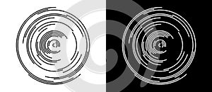 Abstract background with lines in circle. Art design circle as logo or icon. A black figure on a white background and an equally