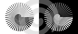 Abstract background with lines in circle. Art design spiral as logo or icon. A black figure on a white background and an equally