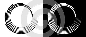 Abstract background with lines in circle. Art design spiral as logo or icon. A black figure on a white background and an equally