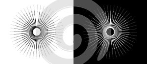 Abstract background with lines in circle. Art design spiral as logo or icon. A black figure on a white background and an equally