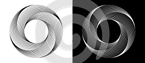 Abstract background with lines in circle. Art design spiral as logo or icon. A black figure on a white background and an equally