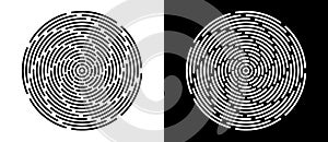 Abstract background with lines in circle. Art design spiral as logo or icon. A black figure on a white background and an equally