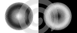 Abstract background with lines in circle. Art design spiral as logo or icon. A black figure on a white background and an equally