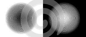 Abstract background with lines in circle. Art design spiral as logo or icon. A black figure on a white background and an equally