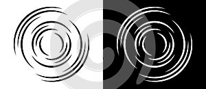 Abstract background with lines in circle. Art design spiral as logo or icon. A black figure on a white background and an equally