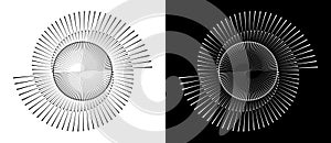 Abstract background with lines in circle. Art design spiral as logo or icon. A black figure on a white background and an equally